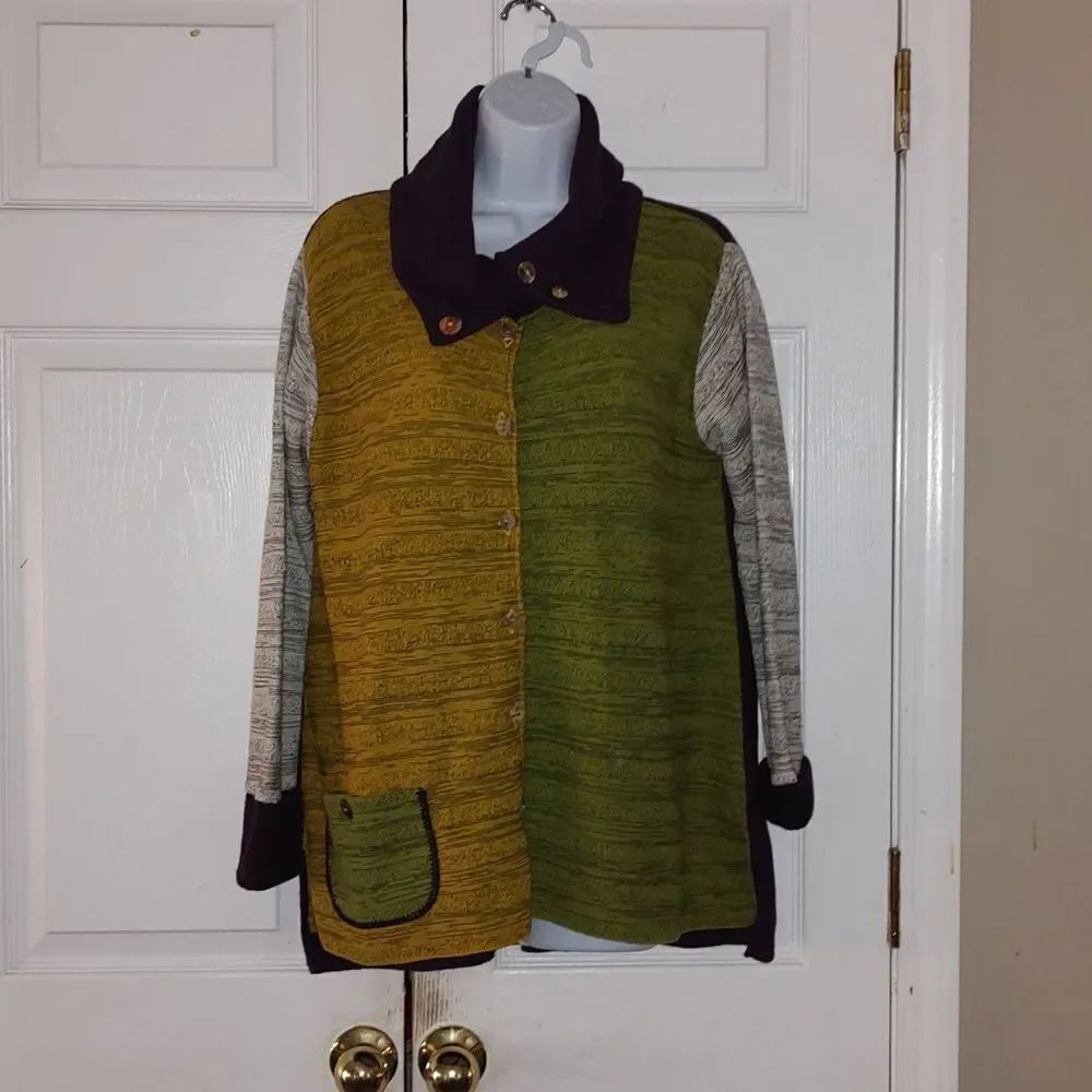 Margaret Winters button down Crowl neck light weight jacket Sz S NWT
